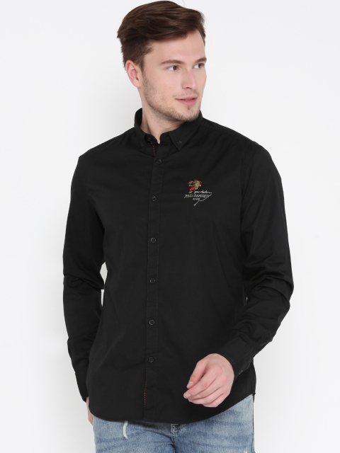 

Ed Hardy Men Black Solid Casual Shirt