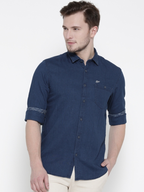 

Ed Hardy Men Blue Solid Casual Shirt