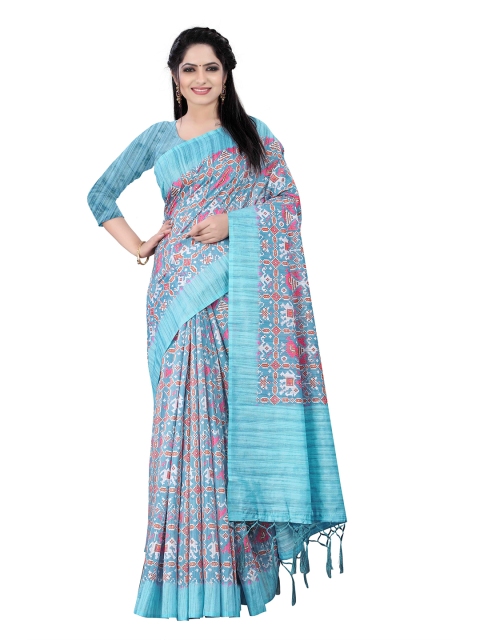 

HERE&NOW Blue & Pink Silk Cotton Ready to Wear Patola Saree