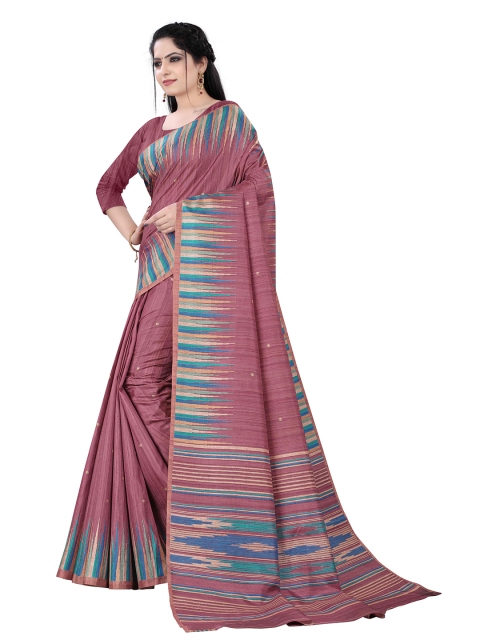 

HERE&NOW Pink & Blue Silk Cotton Chanderi Saree