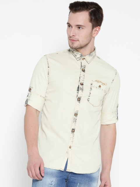 

Ed Hardy Men Off-White Solid Casual Shirt