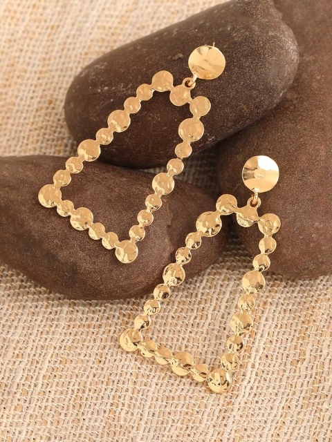

SOHI Gold-Toned Contemporary Drop Earrings