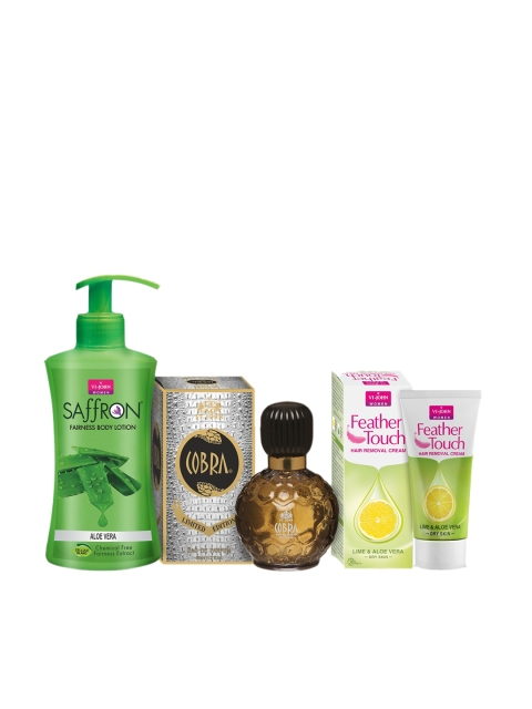 

VI-JOHN Set of 3 Hair Remover Lime & Body Lotion Aloe Vera & Perfume Cobra 60ml, Multi