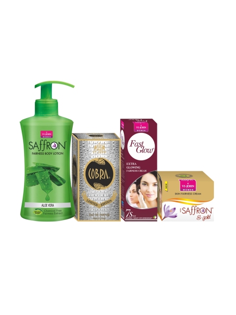 

VI-JOHN Set Of 4 Beauty Gift Kit(Gold Cream,Fast Glow,Cobra 60ml,Body Lotion Aloevera), Multi