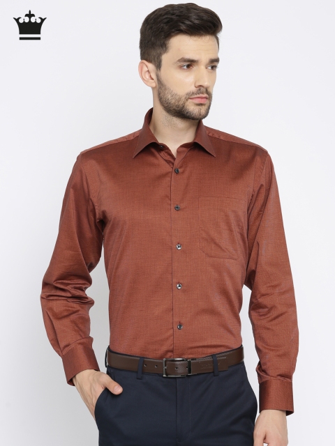 

Louis Philippe Men Rust Classic Fit Self-Design Formal Shirt