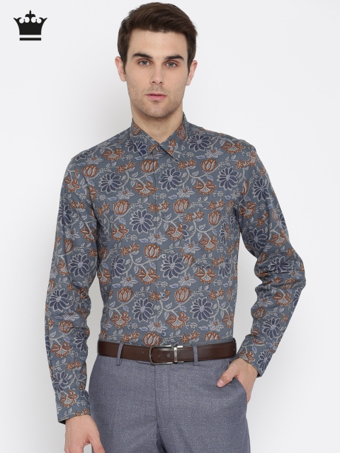 

Louis Philippe Men Grey Regular Fit Printed Formal Shirt