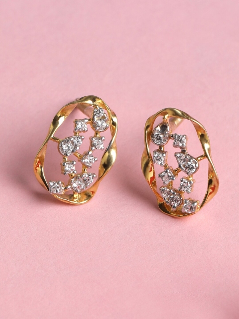

Clara Gold-Toned & White CZ Studded Gold-Plated 925 Sterling Silver Studs Earrings