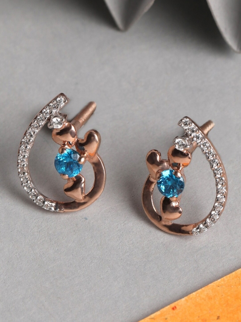 

Clara Rose Gold-Toned & White CZ Studded Rose Gold-Plated 925 Sterling Silver Studs Earrings