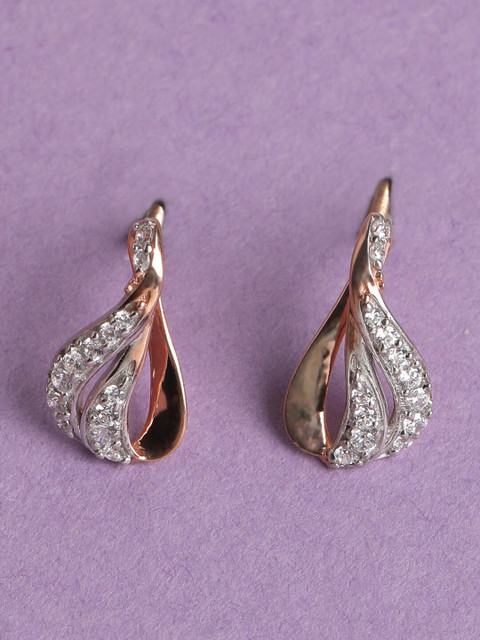 

Clara Rose Gold-Toned & White CZ Studded Rose Gold-Plated 925 Sterling Silver Studs Earrings