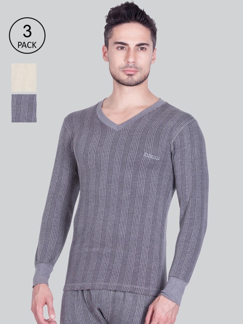 

INFERNO Men Pack Of 3 Assorted Striped Thermal Tops
