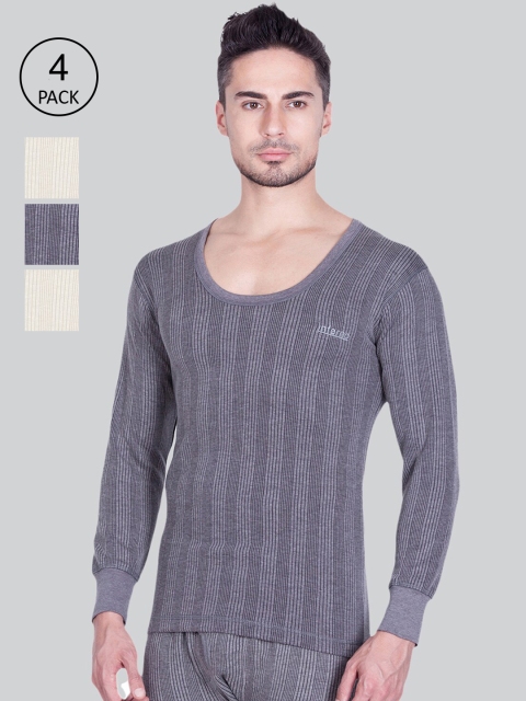 

INFERNO Men Pack Of 4 Assorted Striped Woolen Thermal Tops