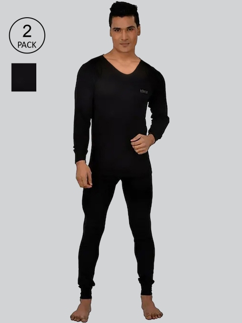 

INFERNO Men Pack of 2 Solid Thermal Set, Black