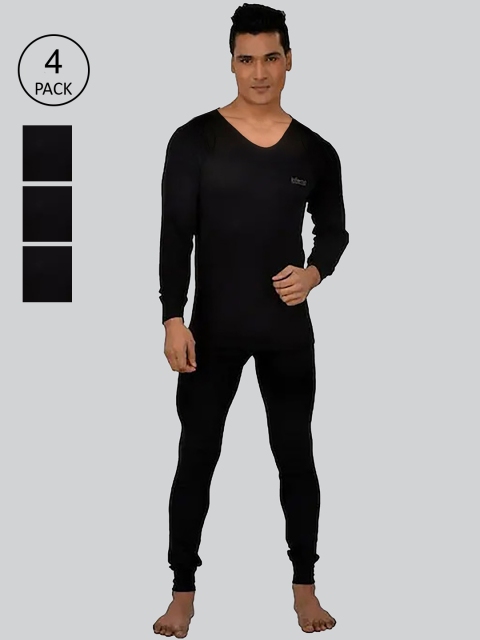 

INFERNO Men Pack Of 4 Black Solid Thermal Set
