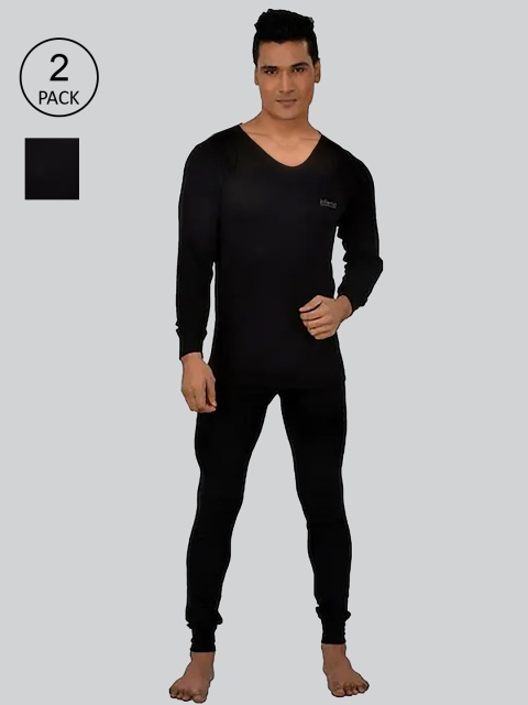 

INFERNO Men Black Pack Of 2 Solid Thermal Set