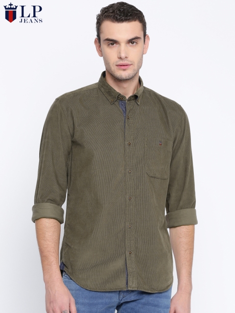 

Louis Philippe Jeans Men Olive Green Slim Fit Corduroy Casual Shirt