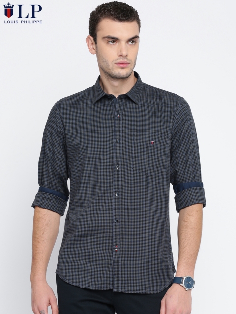 

Louis Philippe Sport Men Grey & Black Union Slim Fit Checked Casual Shirt