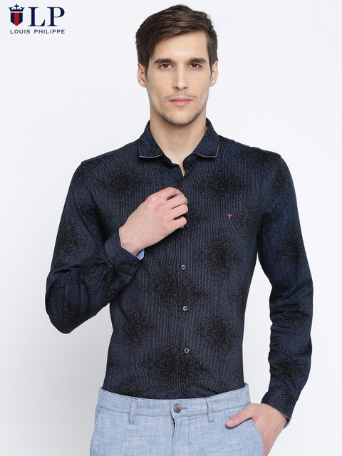 

Louis Philippe Sport Men Black & Blue Slim Fit Printed Casual Shirt