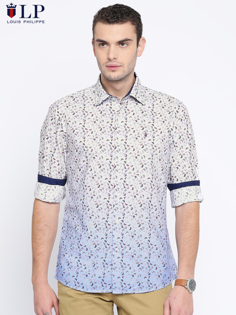 

Louis Philippe Sport Men White & Blue Tailored Fit Printed Casual Shirt