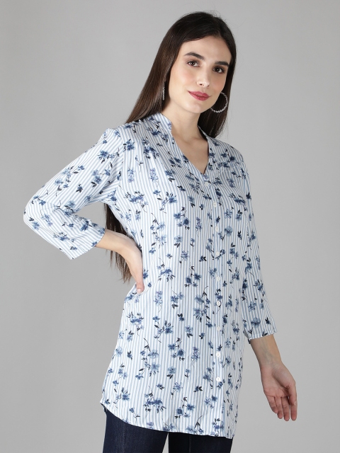 

DEBONATELLA Women Blue Smart Floral Printed Party Shirt