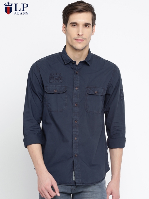 

Louis Philippe Jeans Men Navy Blue Union Slim Fit Solid Casual Shirt