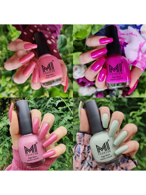 

MI FASHION Set Of 4 Ultra High Glass HD 3D Shine Long Lasting Nail Polish 60ml, Nude