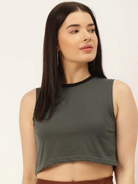 

Rodzen Women Olive Green Pure Cotton T-shirt