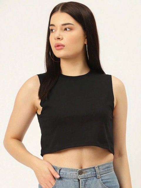 

Rodzen Women Black Pure Cotton T-shirt