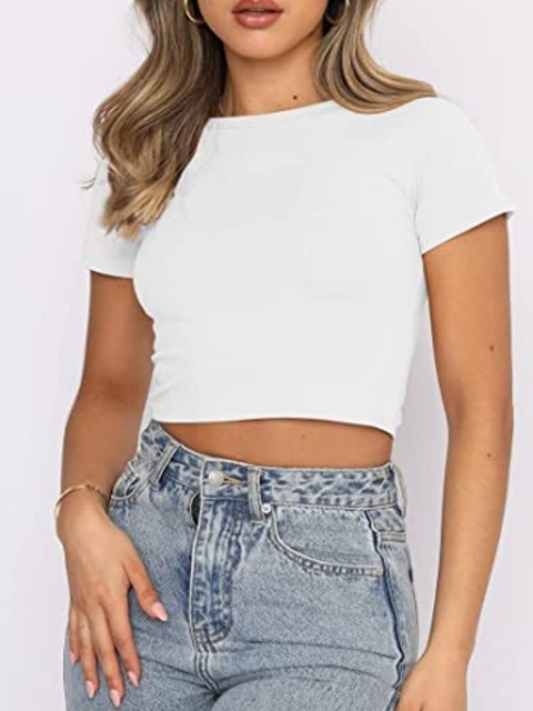 

Rodzen Women White Pure Cotton T-shirt