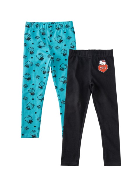

JusCubs Girls Blue And Black Pack Of 2 Printed Pure Cotton Ankle Length Leggings