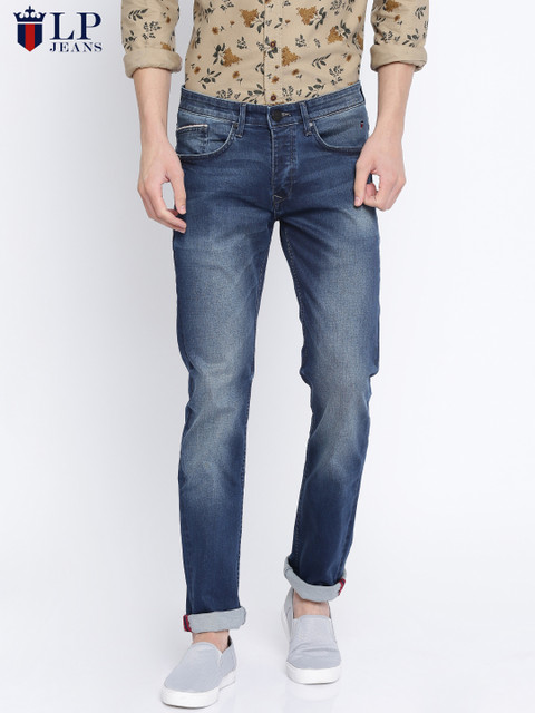 

Louis Philippe Jeans Men Blue Matt Slim Fit Low-Rise Clean Look Stretchable Jeans