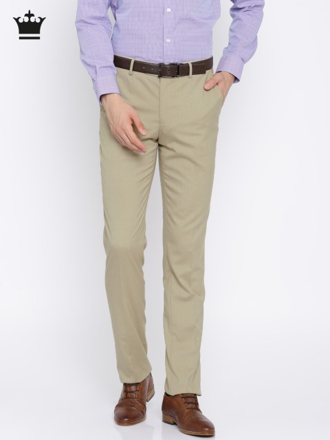 

Louis Philippe Men Beige Slim Fit Solid Formal Trousers