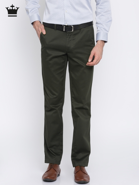 

Louis Philippe Men Olive Green Slim Fit Formal Trousers