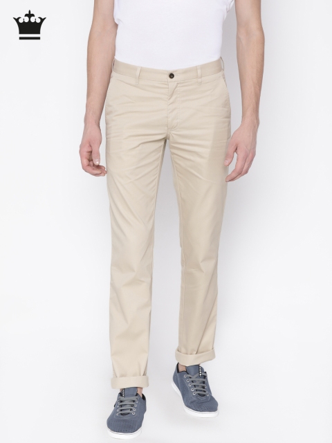 

Louis Philippe Men Beige Slim Fit Solid Chinos