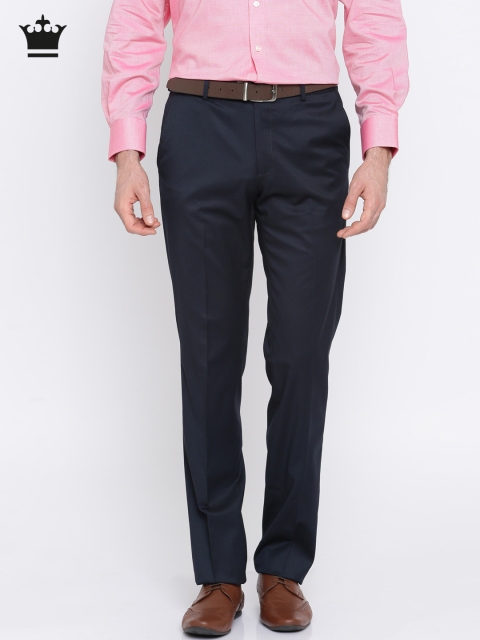 

Louis Philippe Men Navy Blue Ultra Regular Fit Solid Formal Trousers