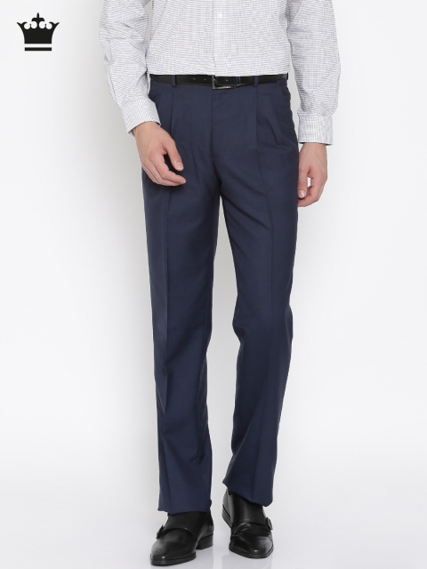 

Louis Philippe Men Blue Regular Fit Solid Formal Trousers