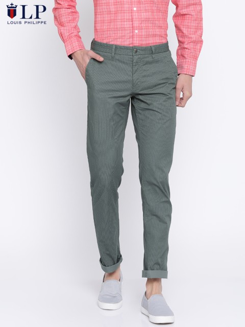 

Louis Philippe Sport Men Grey Steven Fit Printed Chino Trousers, Blue
