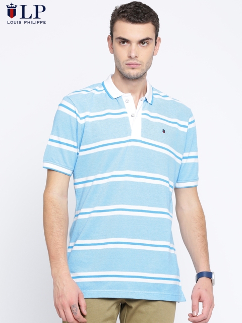 

Louis Philippe Sport Men Blue & White Striped Polo T-Shirt