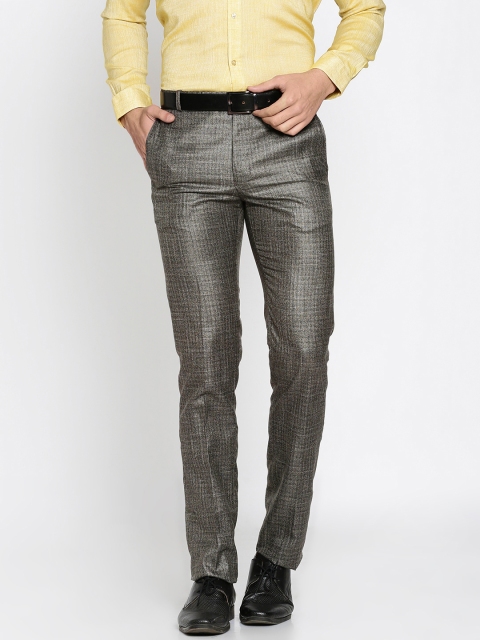 

RG DESIGNERS Men Brown Pencil Slim Fit Solid Formal Trousers