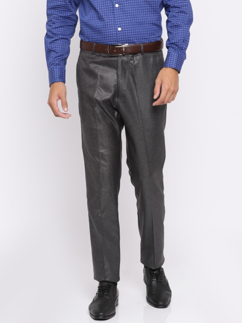 

RG DESIGNERS Men Grey Pencil Slim Fit Self Design Formal Trousers