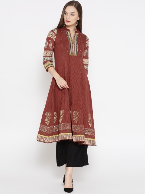 

Rangriti Women Maroon Woven Design Anarkali Kurta