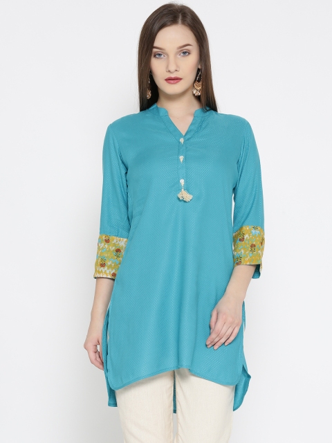

Rangriti Blue Self-Design Tunic