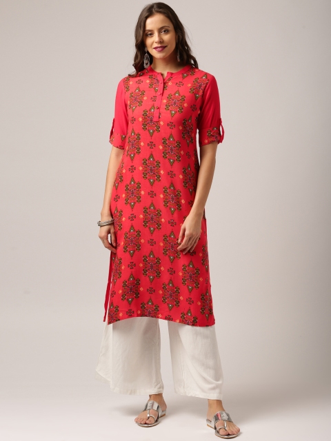 

IMARA Women Red Printed A-Line Kurta