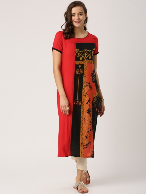 

IMARA Women Red Printed A-Line Kurta