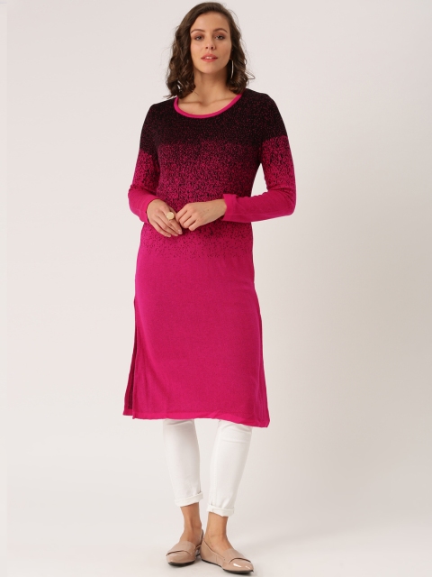 

IMARA Women Pink Woven Design A-Line Kurta