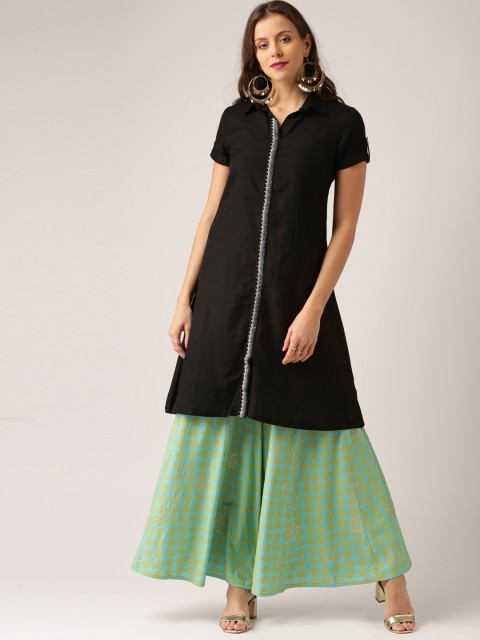 

IMARA Women Black Solid Straight Kurta