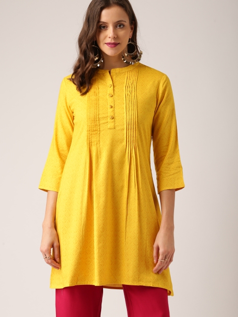 

IMARA Women Yellow Printed A-Line Kurta