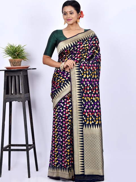 

AllSilks Blue & Purple Woven Design Zari Silk Blend Saree