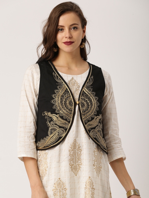 

IMARA Black Embroidered Shrug