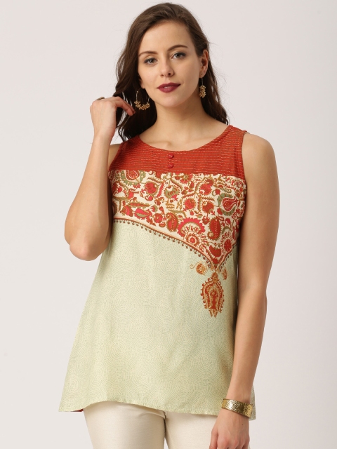 

IMARA by Women Beige Printed Top