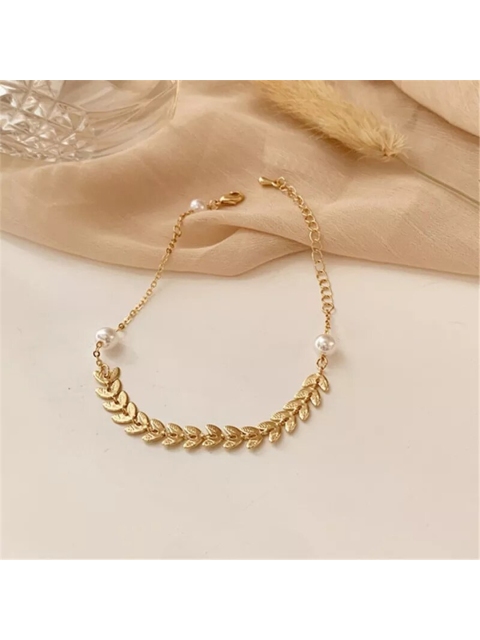 

CHOCOZONE Women Gold-Toned & White Brass Gold-Plated Charm Bracelet